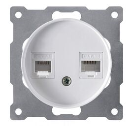  Розетка OneKeyElectro 1E20801300 (2172771) двойная телефон/компьютер RJ11/RJ45 кат.5e, белый 